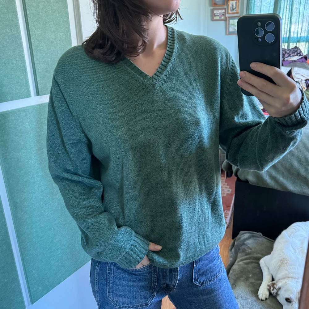 Brooks Brothers Pima Cotton Sweater Green Medium